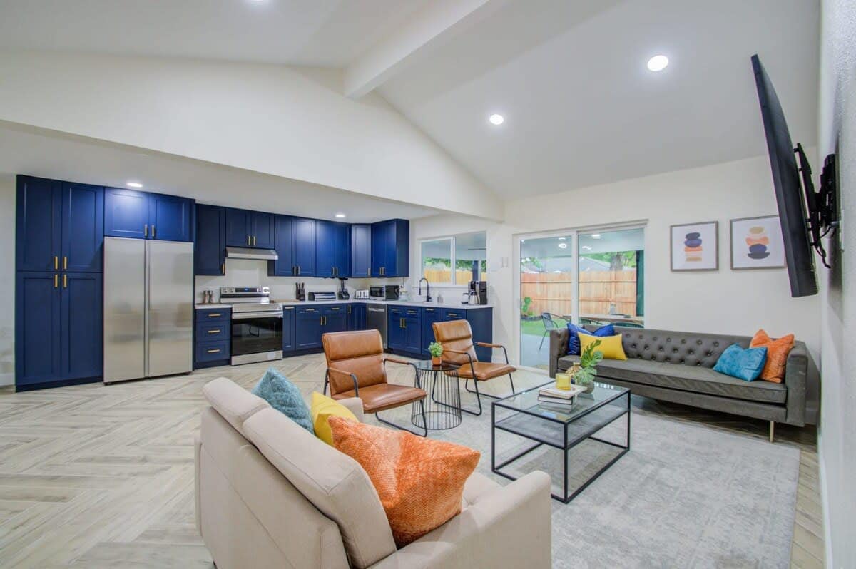 Tastefully furnished with your comfort in mind, this living room offers a sleek modern appeal, balanced with warm touches to ensure a homey feel.