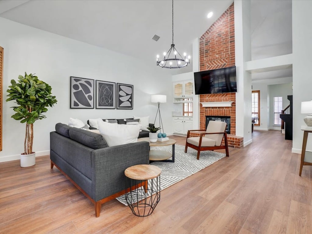 Featuring high arching ceilings for an open spacious feel, gather around to watch your favorite shows or catch up with old friends.