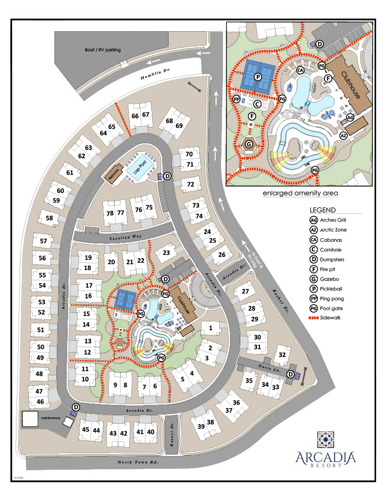 Arcadia map - Arcadia #24 has a great location close to the clubhouse and pool