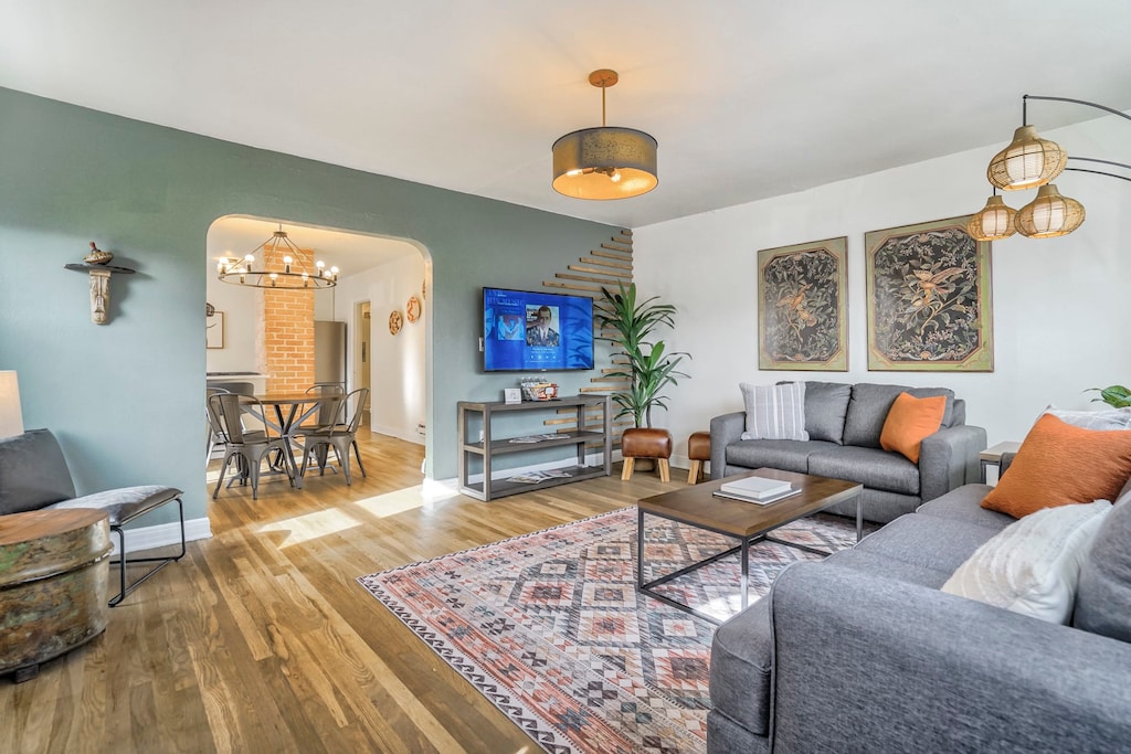 Enjoy open living and dining spaces with stylish decor and a welcoming atmosphere.