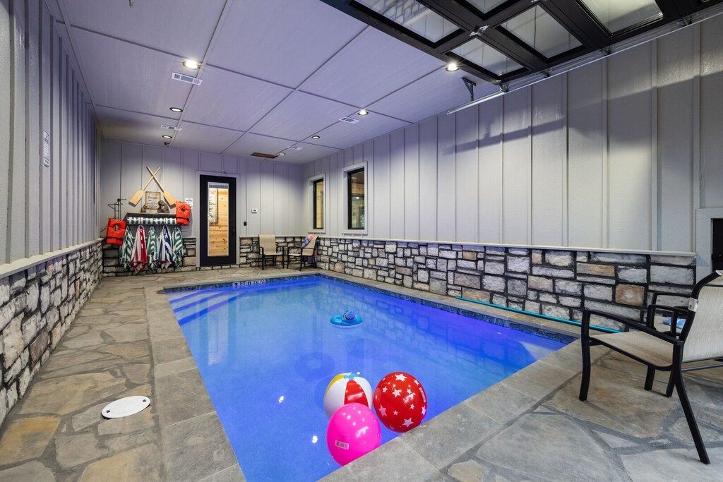 Indoor pool with garage door