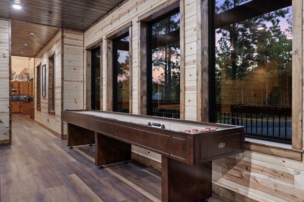Shuffleboard in game room