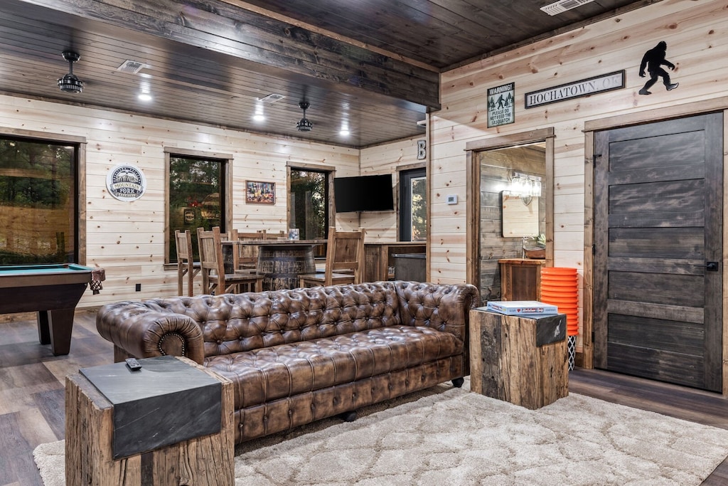 Comfy sitting area in game room