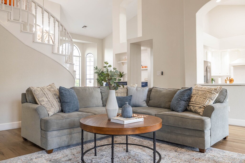 Together is our favorite place to be... the living room, kitchen, dining and game table area, are all connected