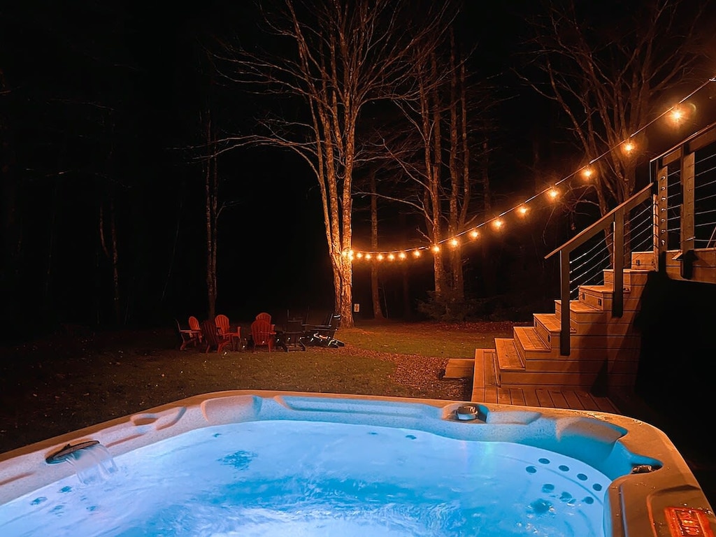 Newly installed hot tub for 7 people