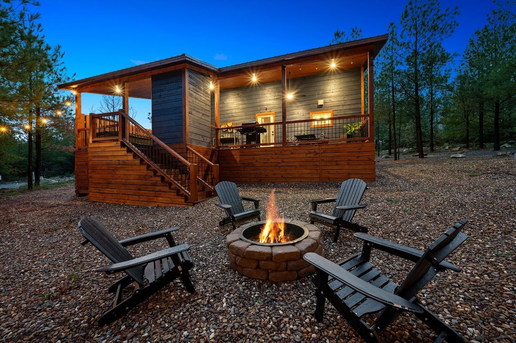 Fire pit with firewood provided