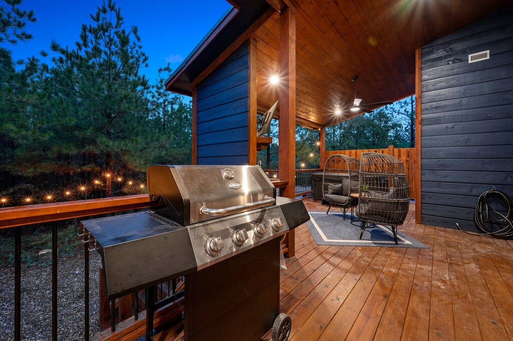 Gas grill with propane hardwired