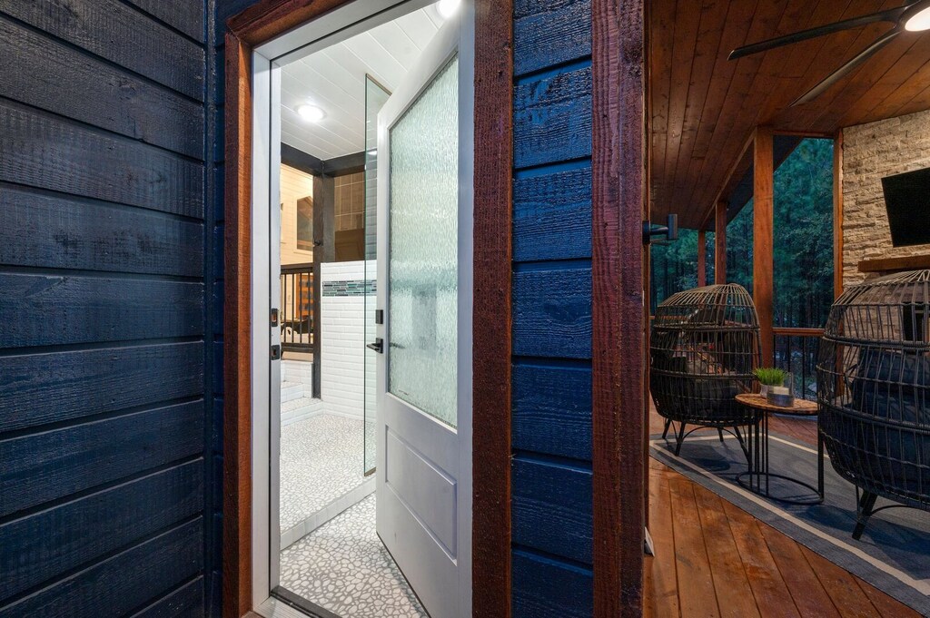 Lets setup outside from shower/sauna area