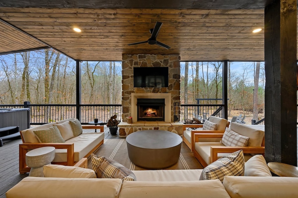 Your family will love the peaceful back deck