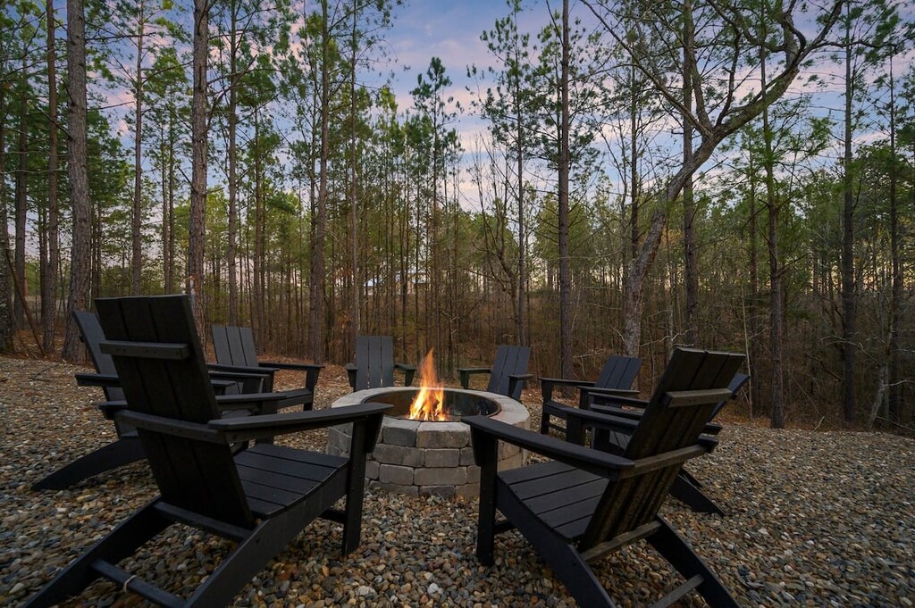 Enjoy a peaceful evening of conversation around the fire