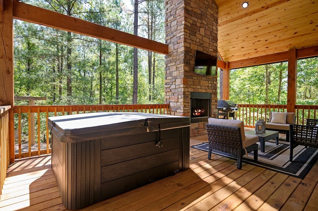 Enjoy a relaxing soak in the hot tub.