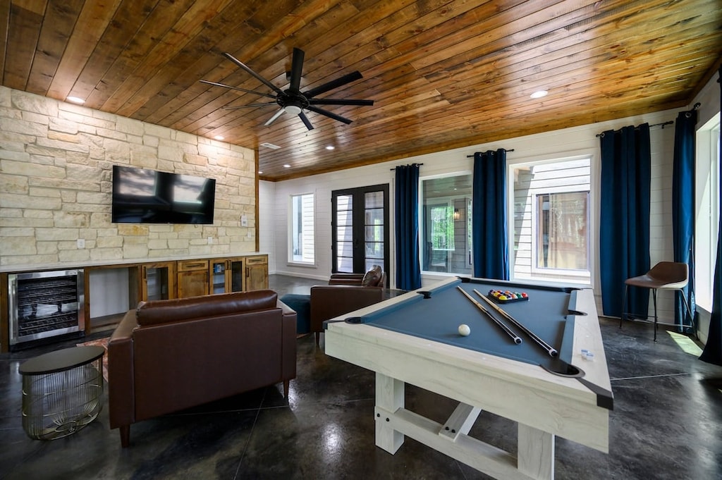 Pool table in the game room