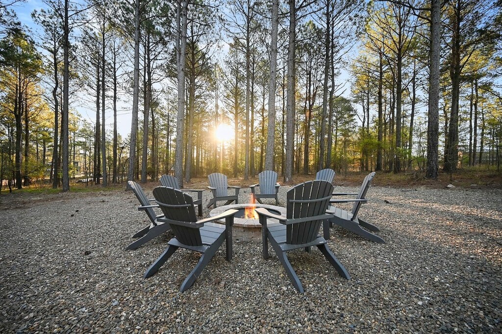 Enjoy a crackling fire under the starry sky