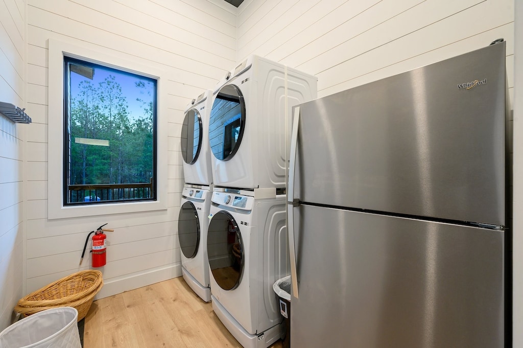 Laundry closet with extra refrigerator and freezer