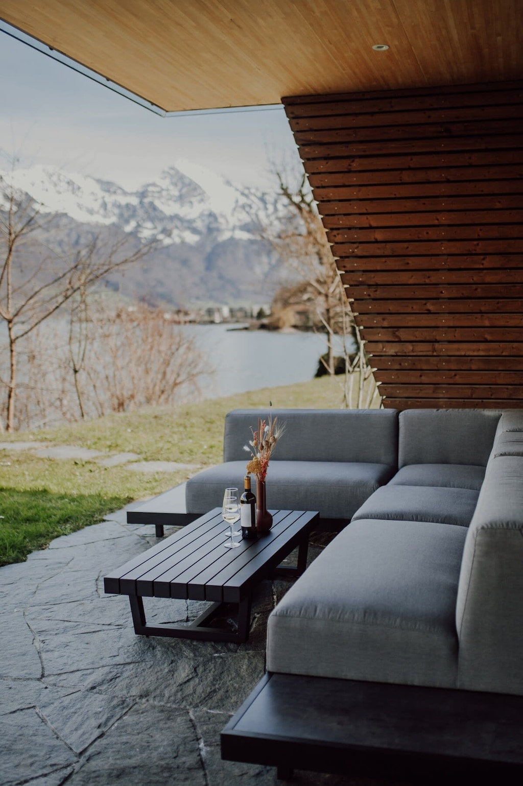 Unwind on a spacious patio sofa