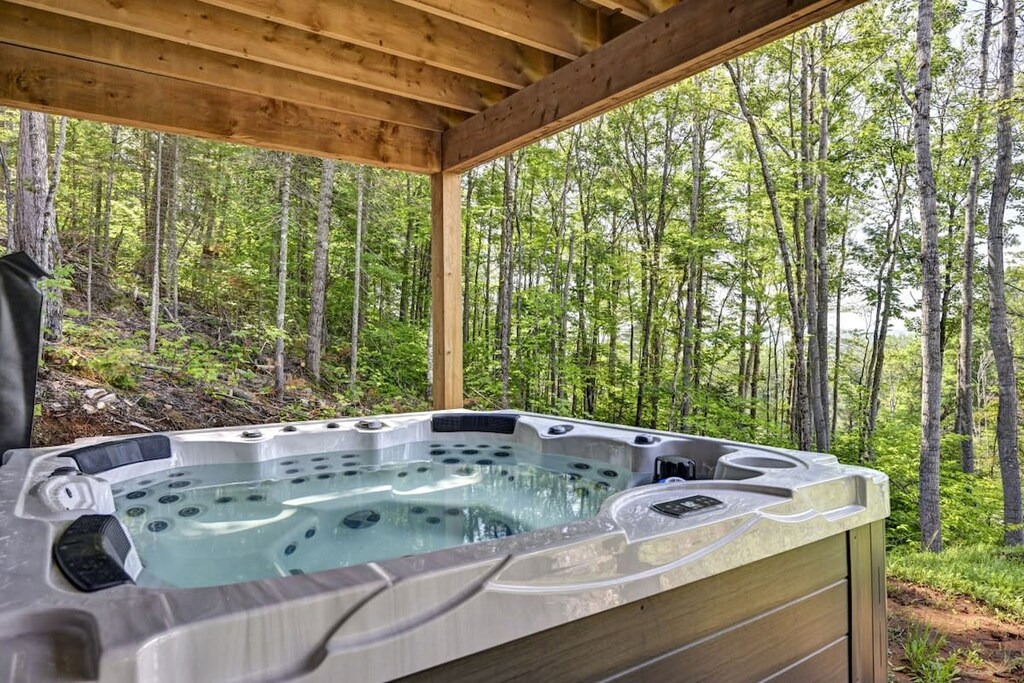 Spa nestled in the trees for peaceful outdoor relaxation