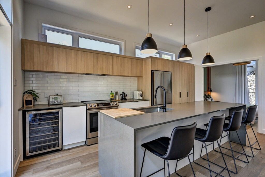 Modern kitchen designed for easy cooking and gathering