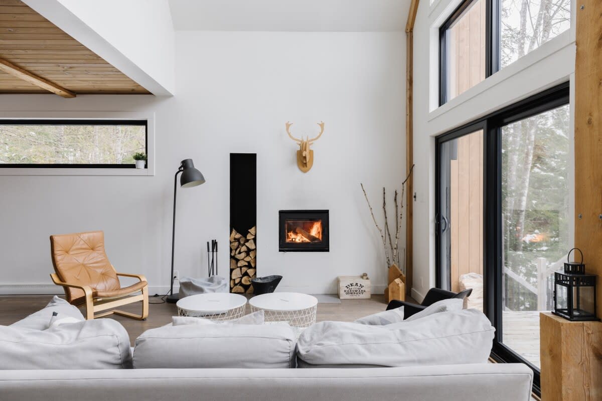 Fire place - big windows