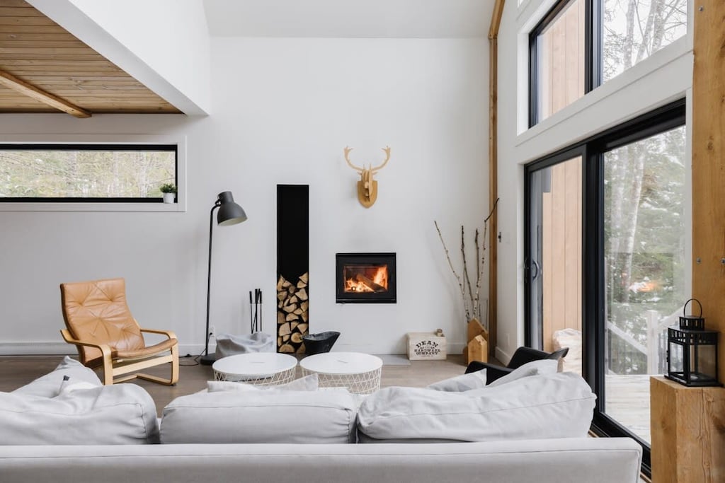 Fire place - big windows