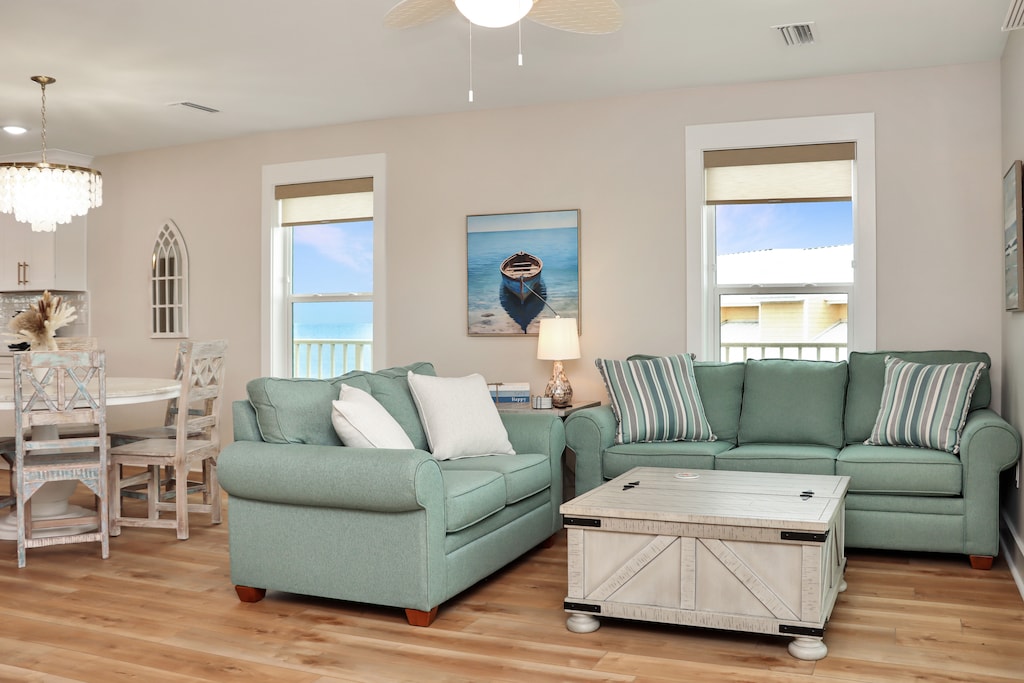Living Room with Beach View Background