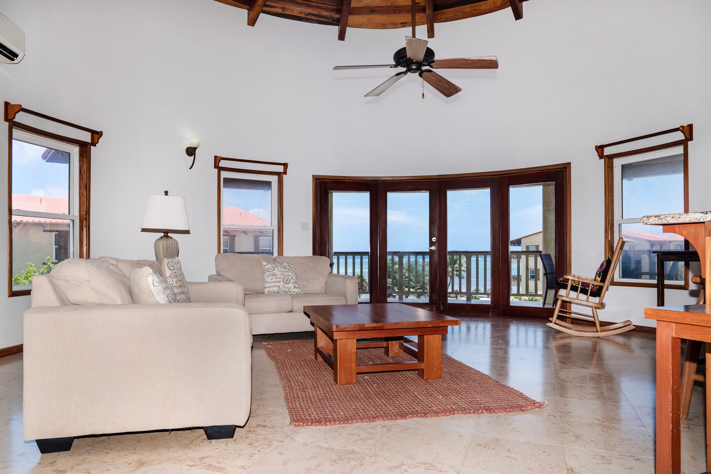 Large living area with view of the ocean