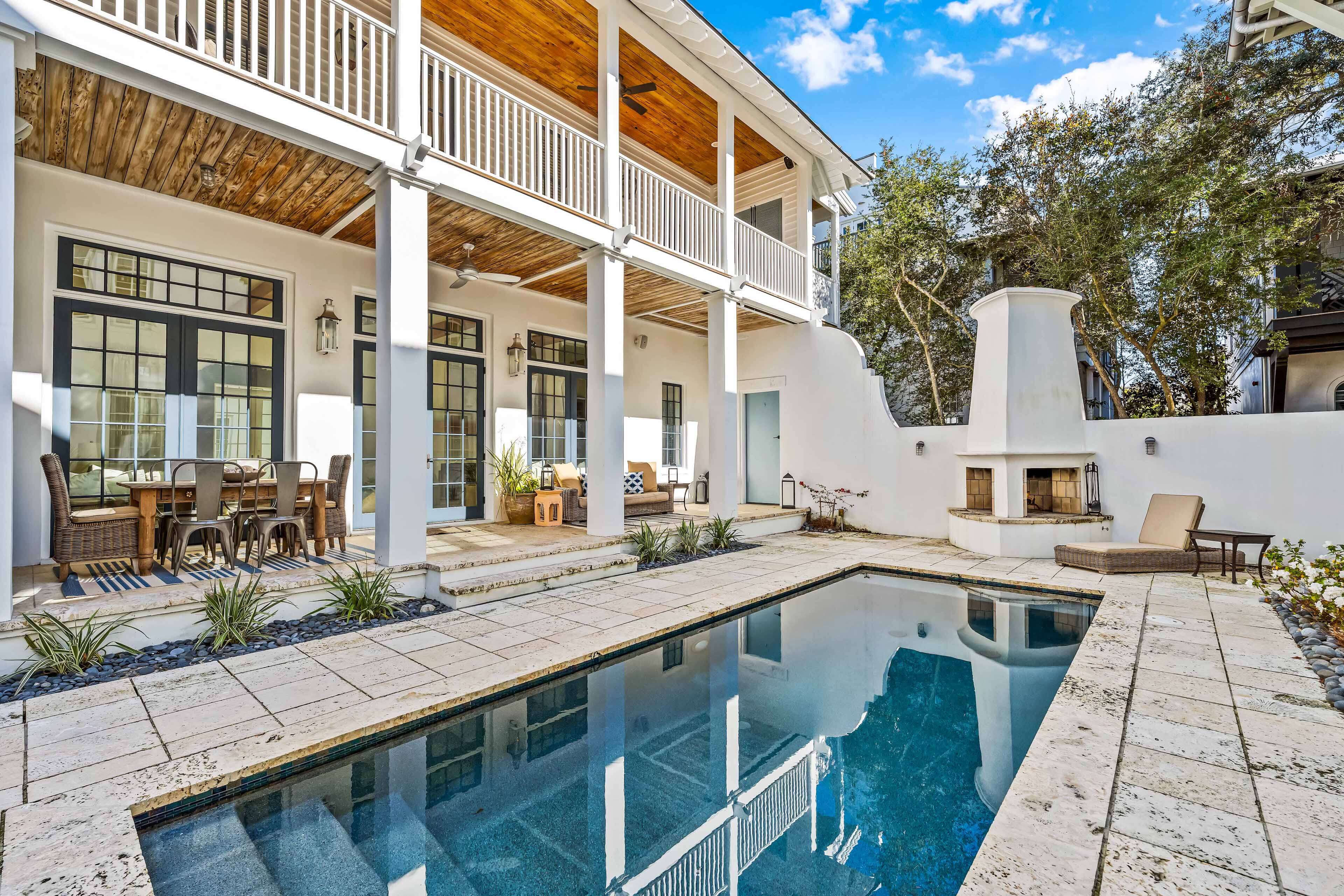 Incredible fenced in courtyard with private pool