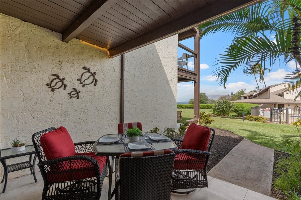 Covered Patio with some views of the ocean