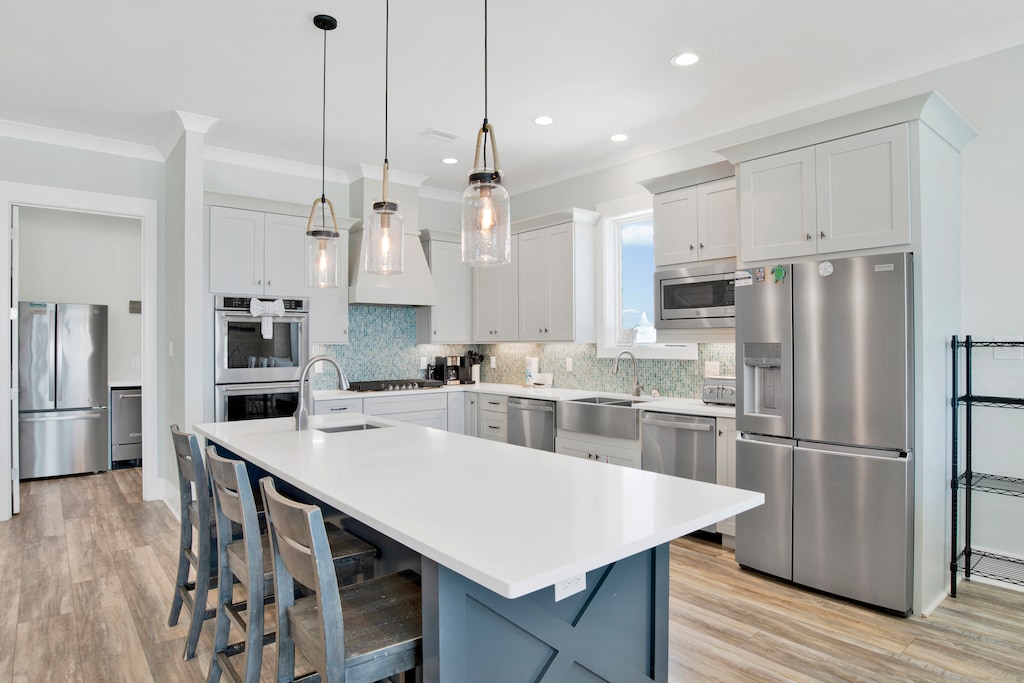 The pantry located off the kitchen with added amenities