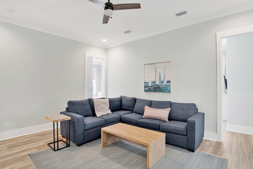 2nd floor living area features a TV