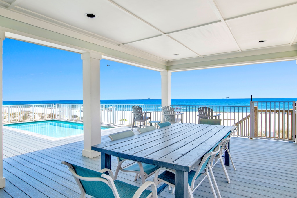 Enjoy meals outdoor under the covered balcony