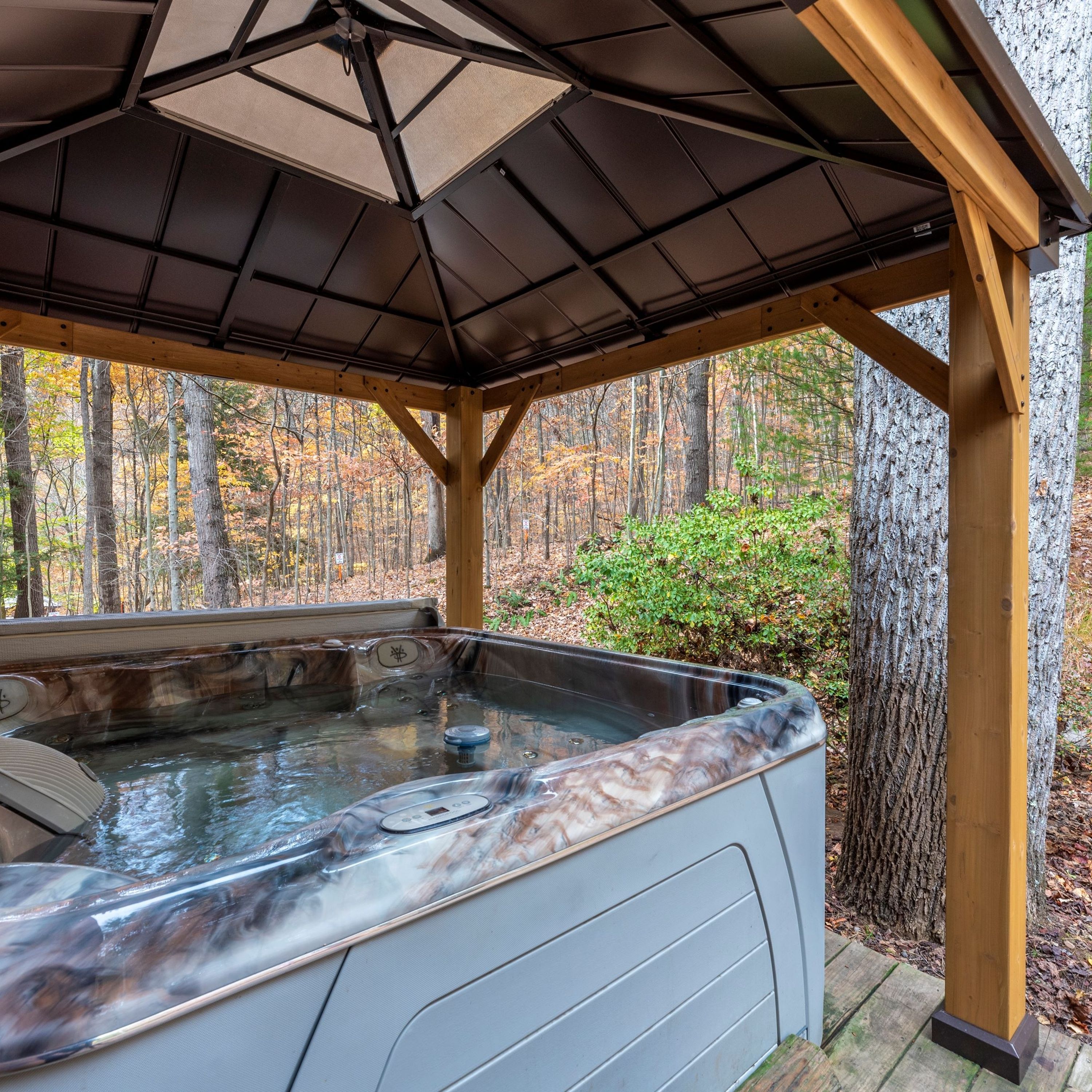 Property Image 1 - Private Hot Tub Firepit Secluded Woodland Cabin