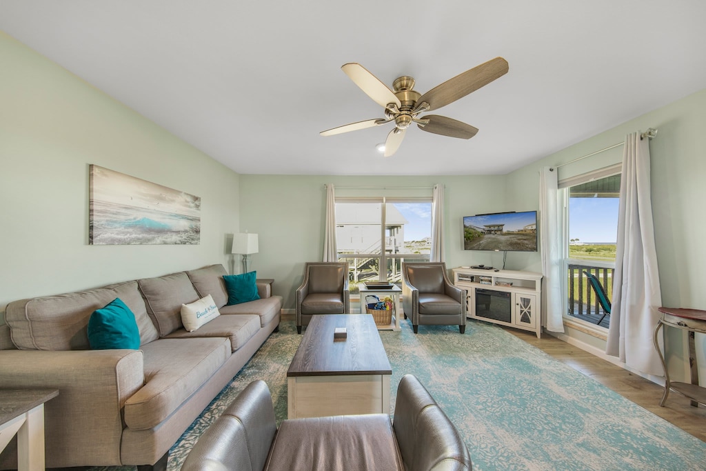 Living area with natural light flowing in.