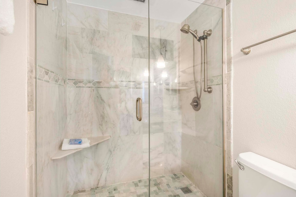 Tiled walk-in shower