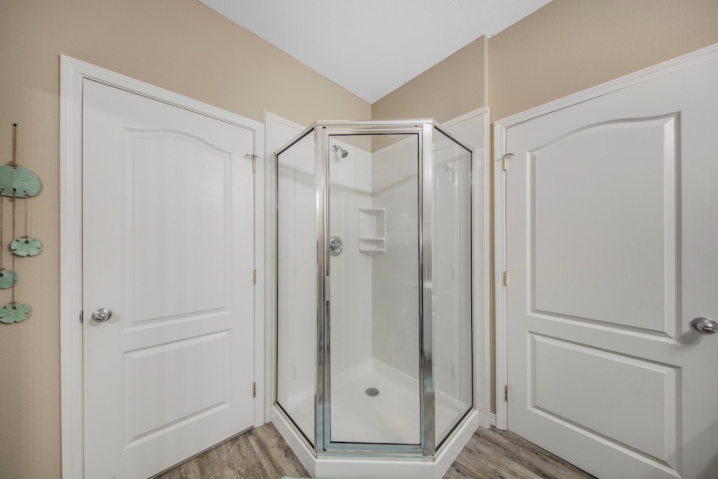 Second bathroom with walk-in shower.