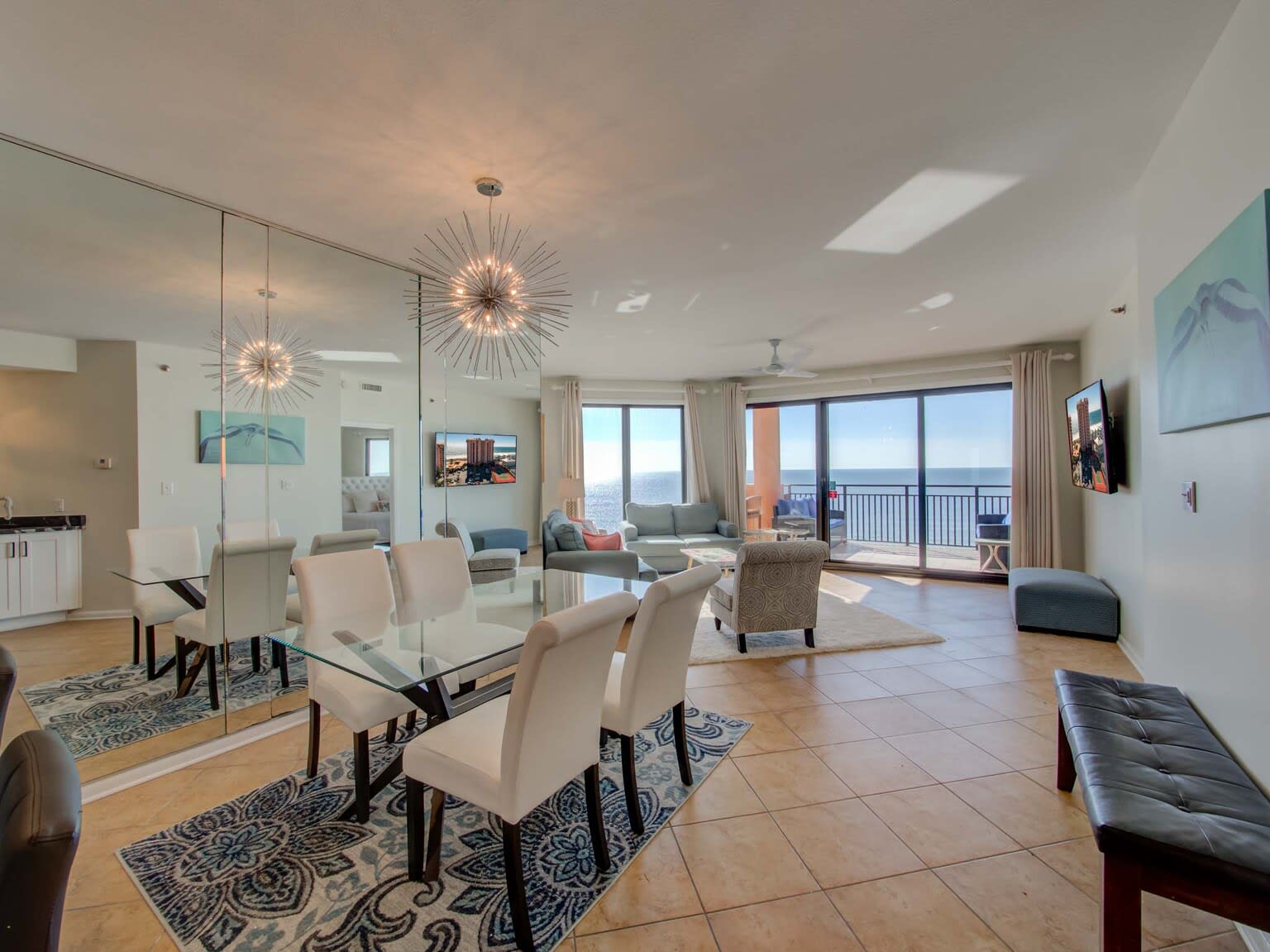 Open concept dining looking into the living area.