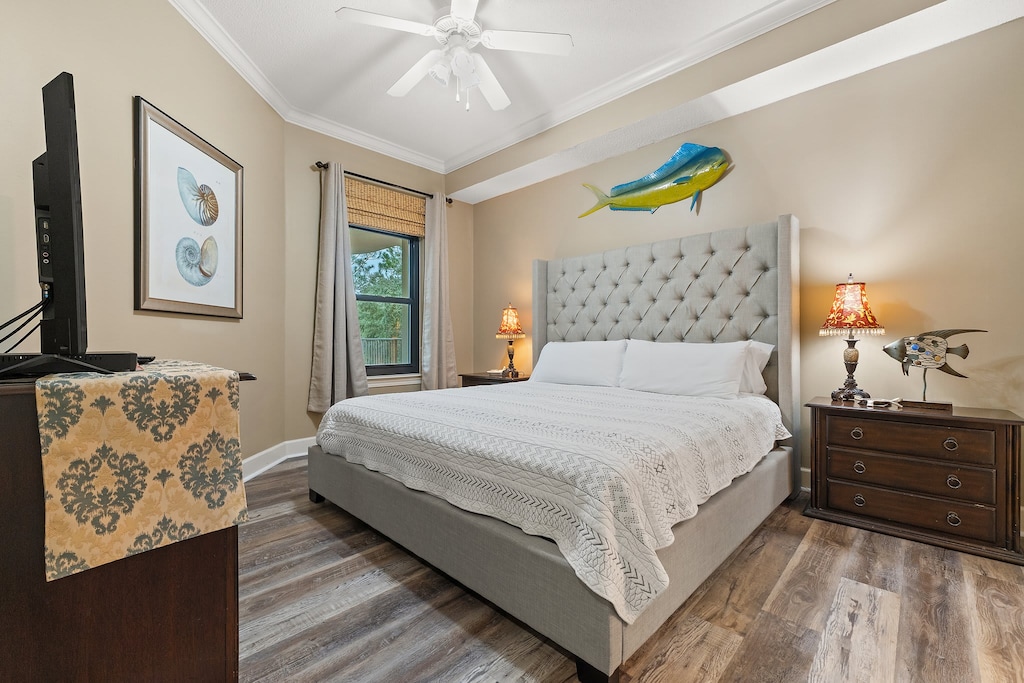 Beautiful master bedroom with king size bed