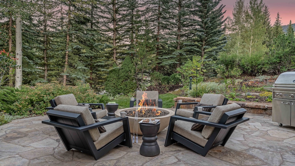 Warm up and make s'mores by the firepit on the main patio