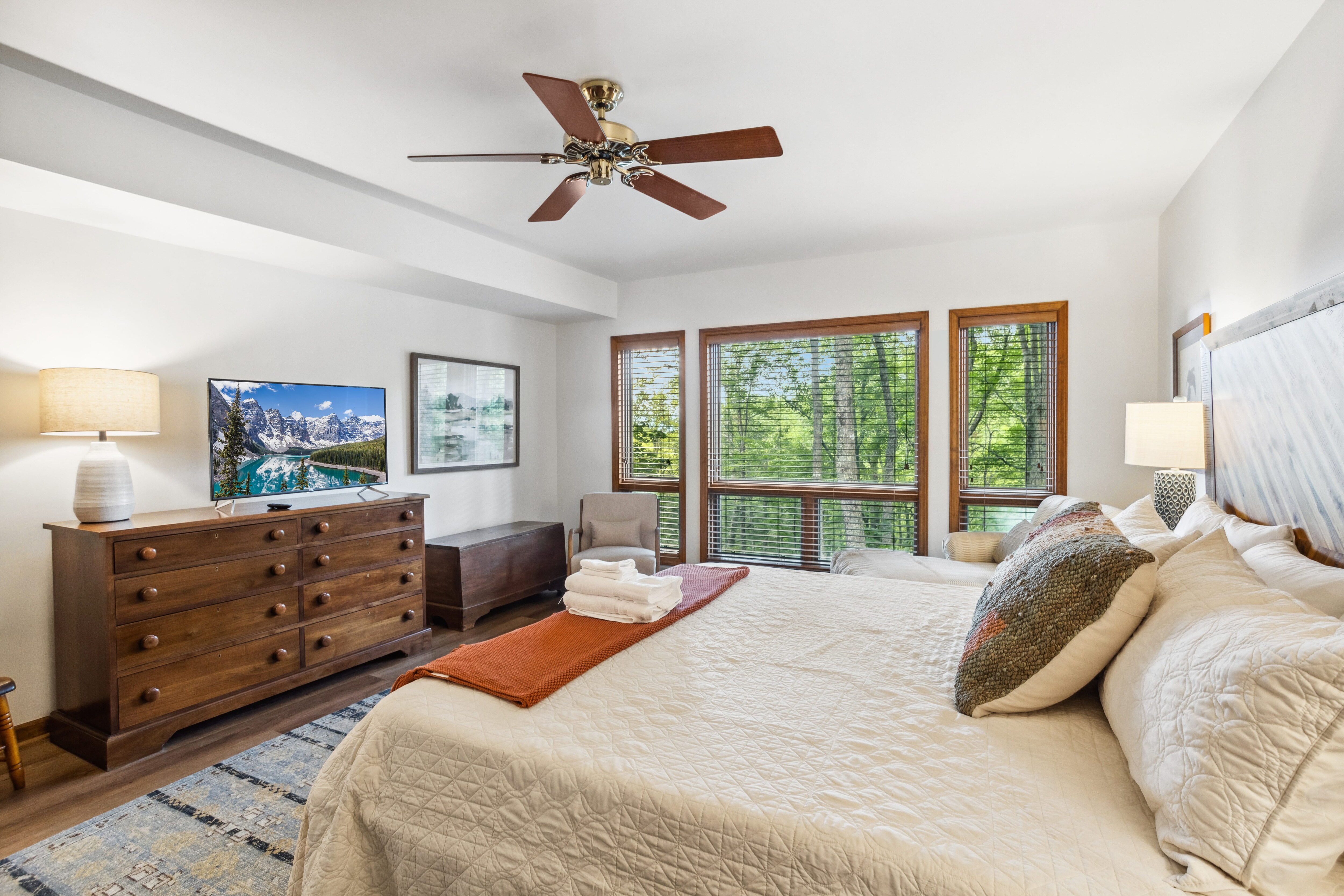 King Bedroom with TV and Jack-N-Jill Bathroom on the Lower Level