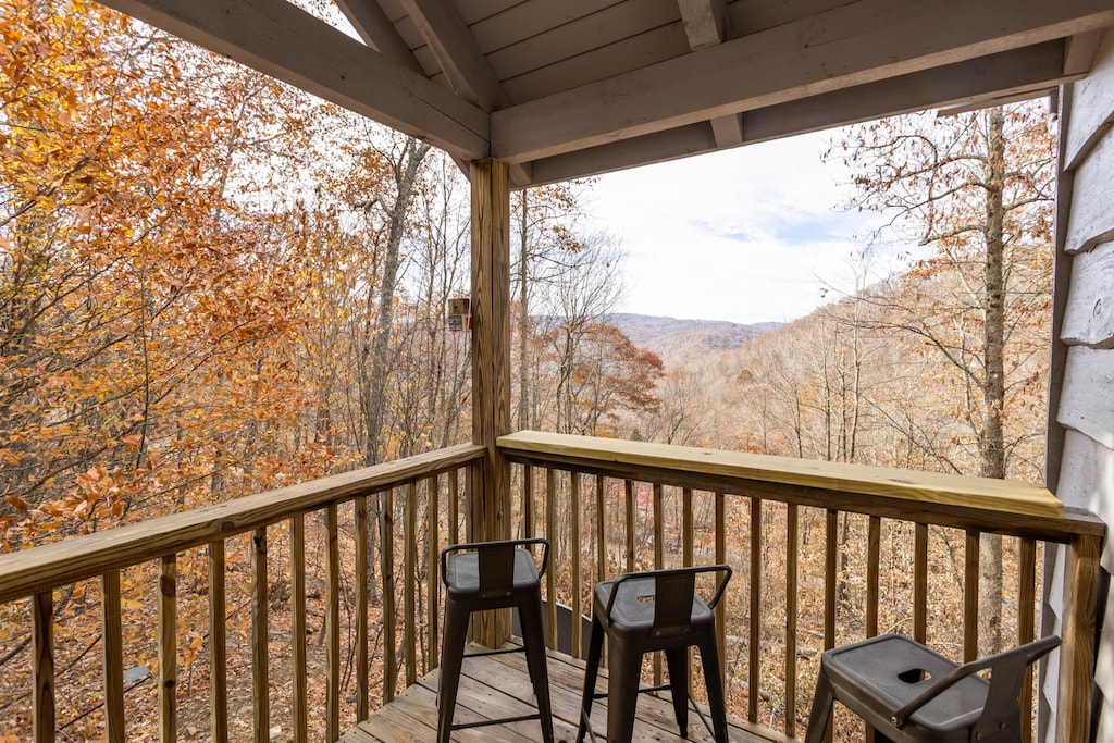 Deck Overlooking Wooded and Mountain View