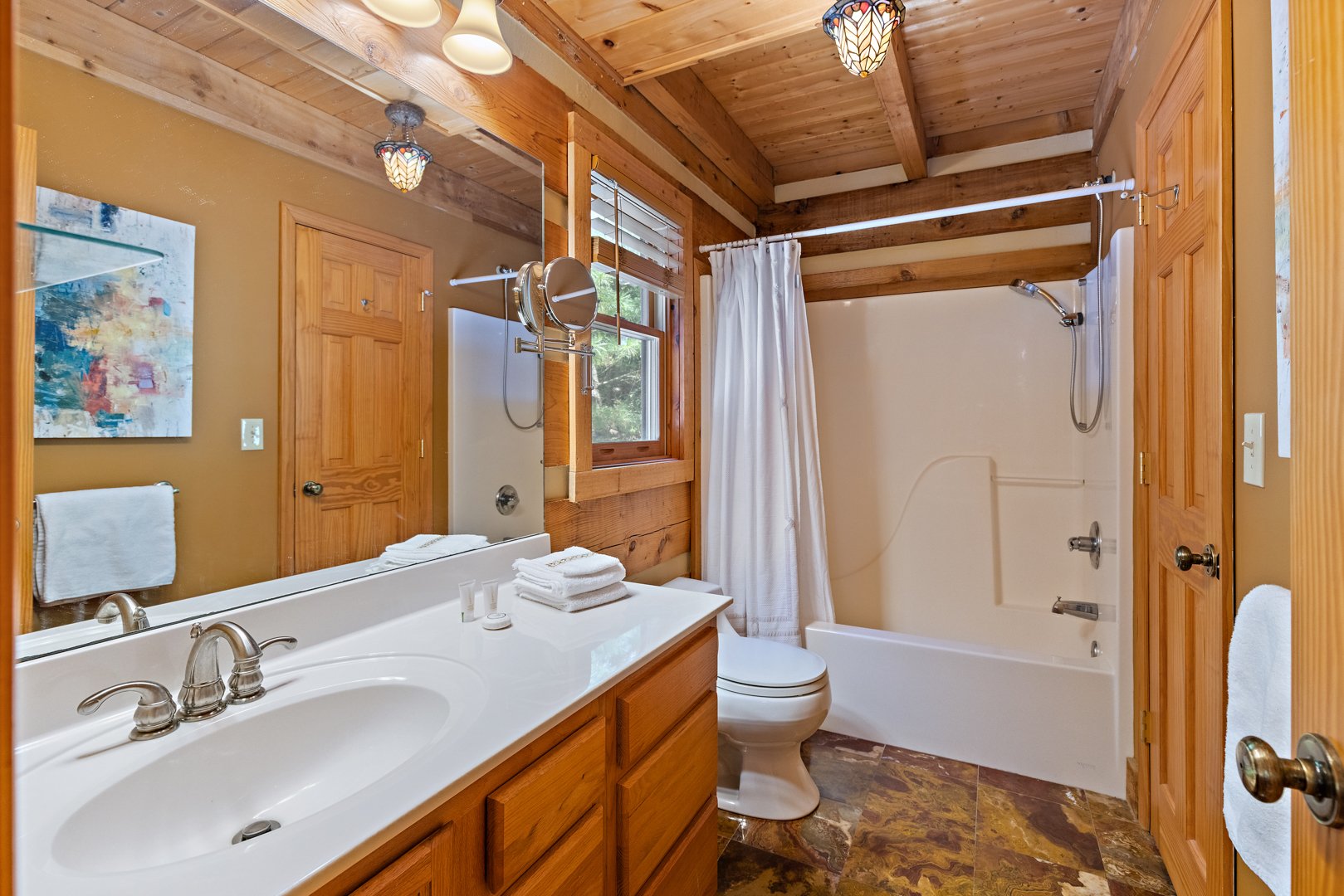 Tub Shower Combo in the Queen Bathroom