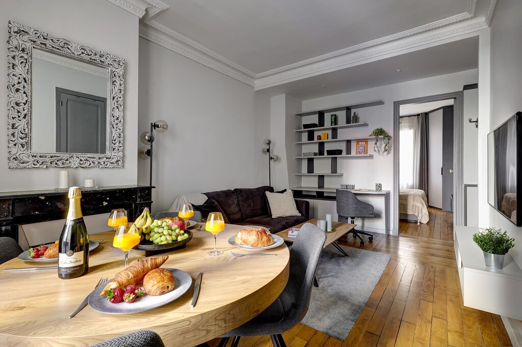 The open-plan living and dining area