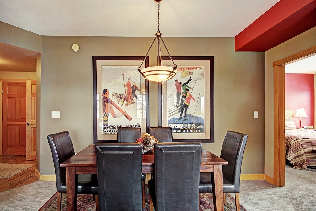 Dining room table offering seating for 6.
