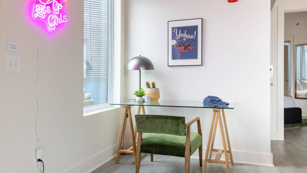 Chic dedicated workspace in the secondary lounge area.