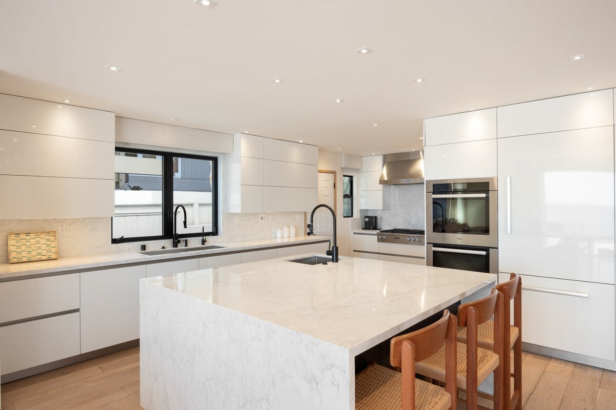 Kitchen island boasting abundant counter space for all your culinary needs.