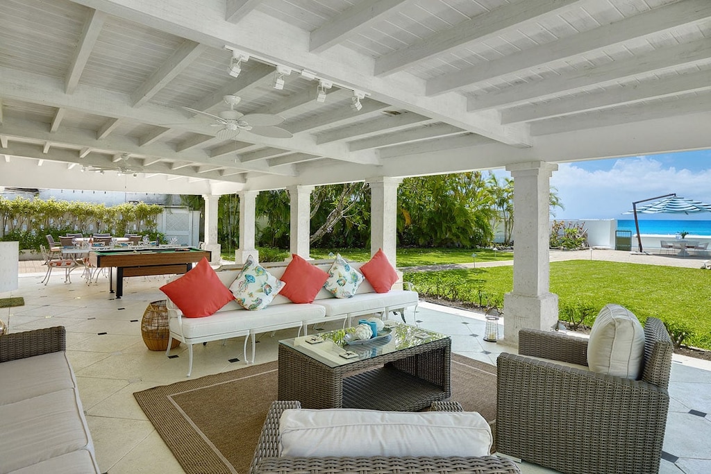 Relax with a cool Caribbean drink in the covered patio