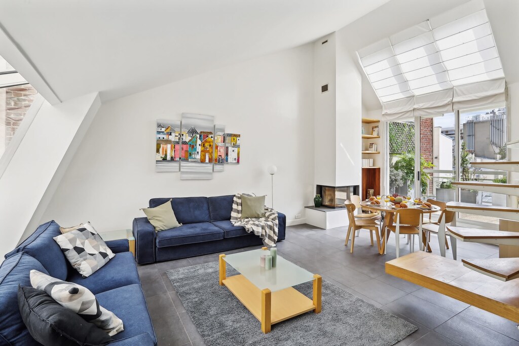 The open-plan living and dining area