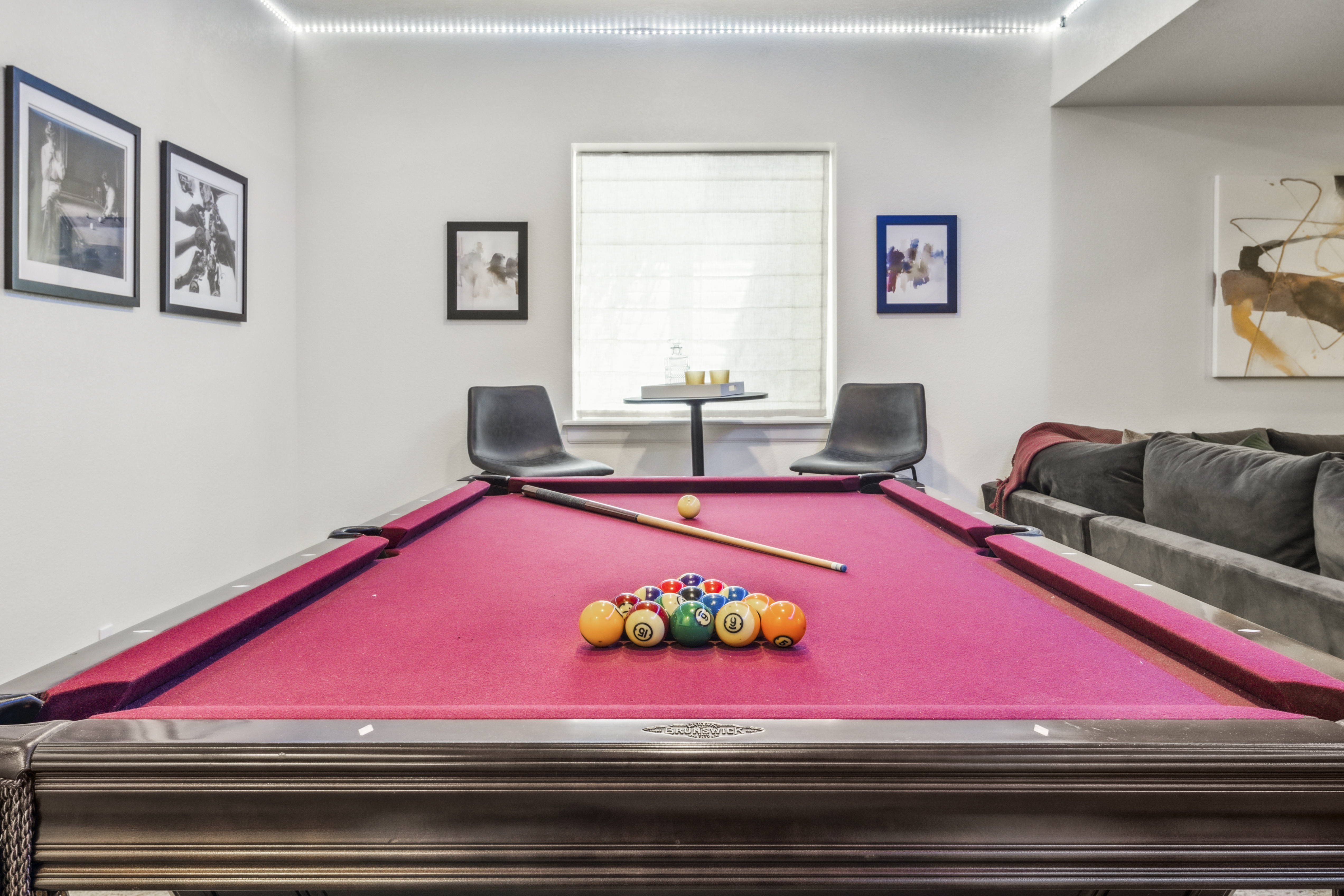 Pool table in basement