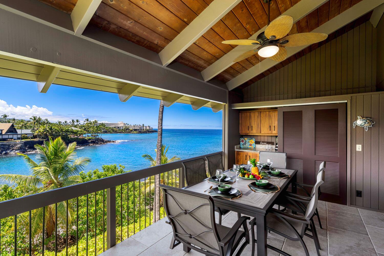 Enjoy the oceans views from the lanai.