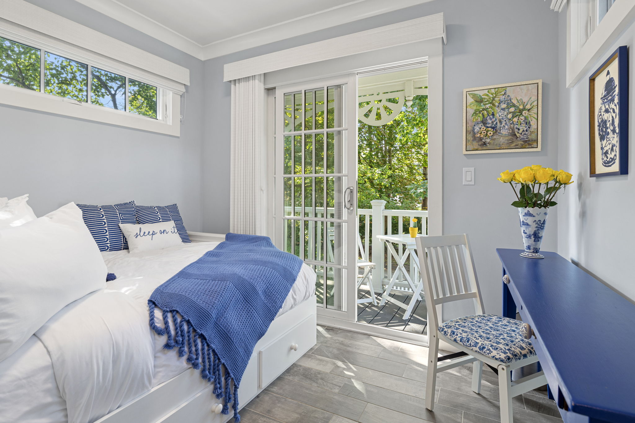 Soft sheets, sunny views, and blue hues — what more could you dream of?