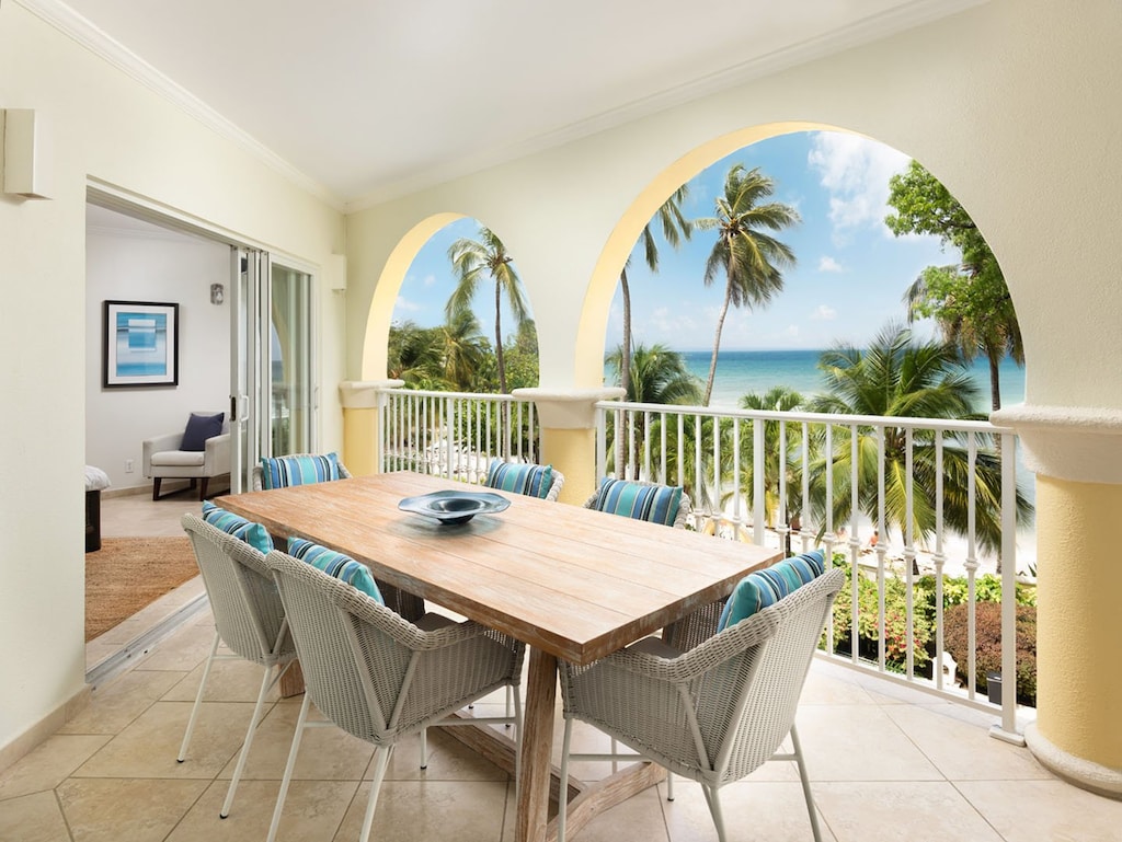 The terrace is the perfect locale for dining alfresco in Barbados